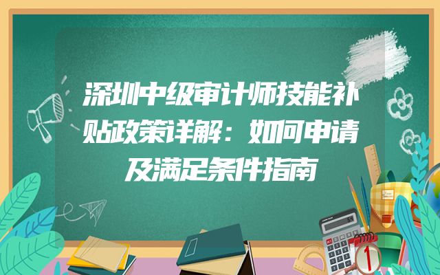 深圳中级审计师技能补贴政策详解：如何申请及满足条件指南