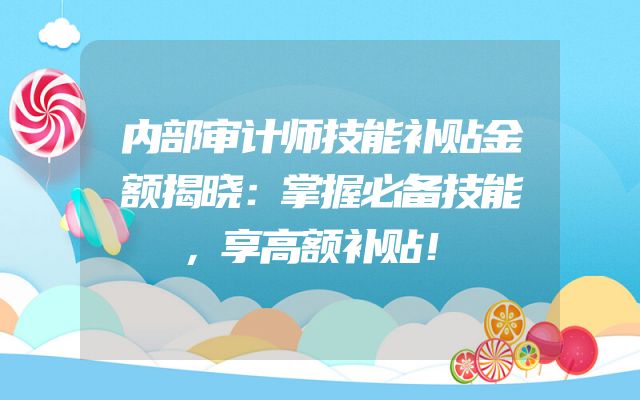 内部审计师技能补贴金额揭晓：掌握必备技能，享高额补贴！