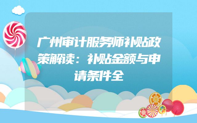 广州审计服务师补贴政策解读：补贴金额与申请条件全
