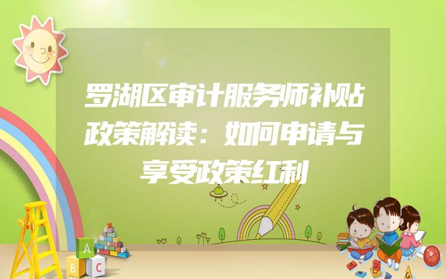 罗湖区审计服务师补贴政策解读：如何申请与享受政策红利