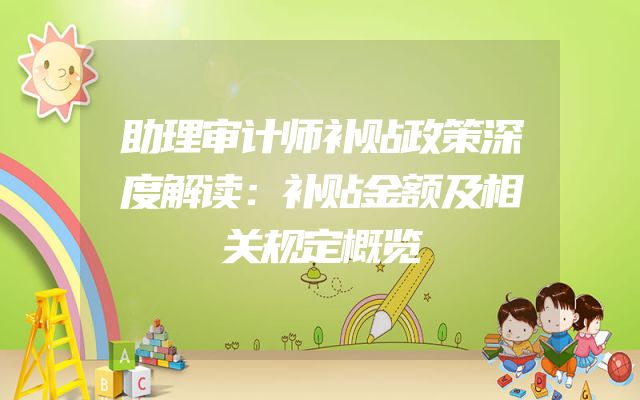 助理审计师补贴政策深度解读：补贴金额及相关规定概览