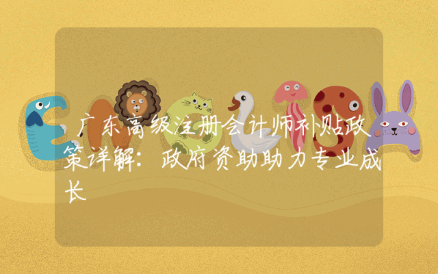 广东高级注册会计师补贴政策详解：政府资助助力专业成长