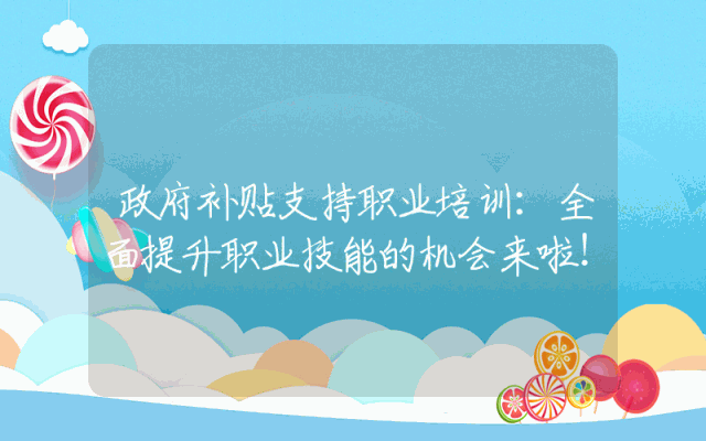 政府补贴支持职业培训：全面提升职业技能的机会来啦！