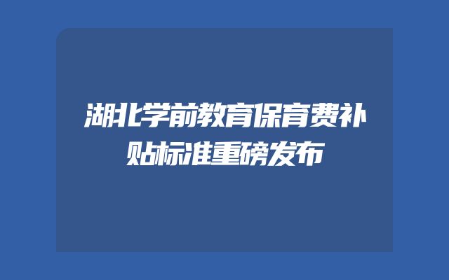 湖北学前教育保育费补贴标准重磅发布