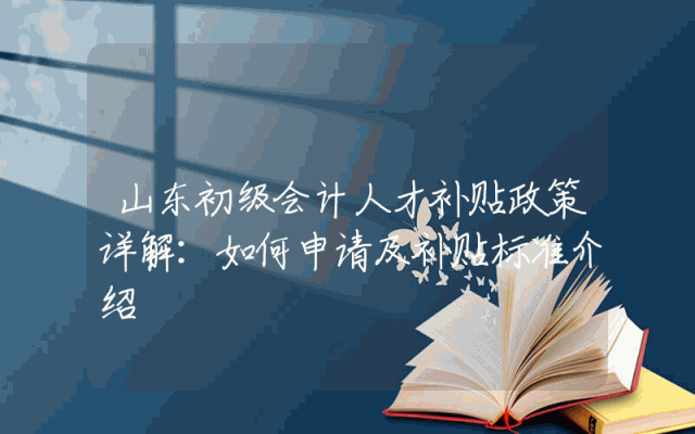 山东初级会计人才补贴政策详解：如何申请及补贴标准介绍