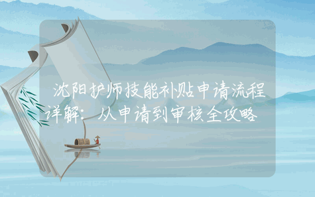 沈阳护师技能补贴申请流程详解：从申请到审核全攻略