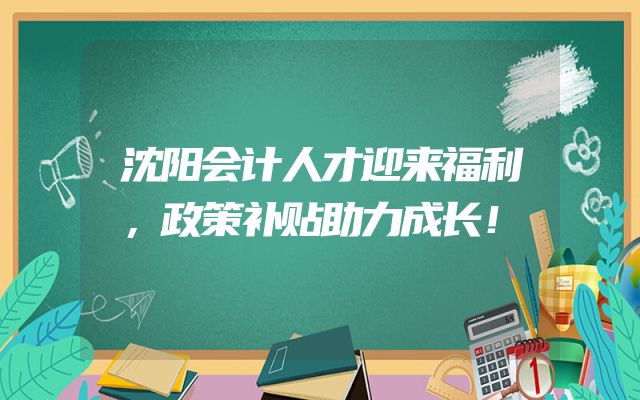 沈阳会计人才迎来福利，政策补贴助力成长！