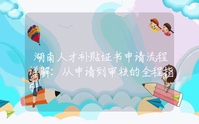 湖南人才补贴证书申请流程详解：从申请到审核的全程指引