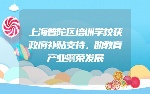 上海普陀区培训学校获政府补贴支持，助教育产业繁荣发展
