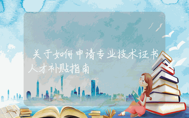 关于如何申请专业技术证书人才补贴指南