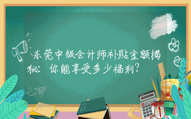 东莞中级会计师补贴金额揭秘：你能享受多少福利？