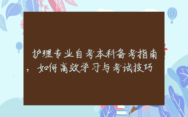 护理专业自考本科备考指南,如何高效学习与考试技巧
