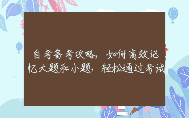 自考备考攻略,如何高效记忆大题和小题，轻松通过考试