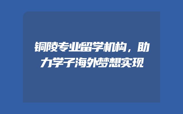 铜陵专业留学机构，助力学子海外梦想实现