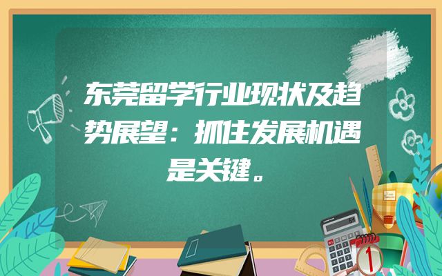 东莞留学行业现状及趋势展望：抓住发展机遇是关键。