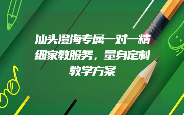 汕头澄海专属一对一精细家教服务，量身定制教学方案