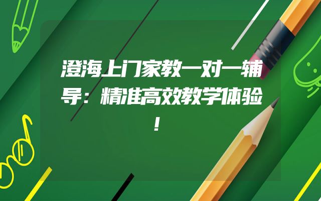 澄海上门家教一对一辅导：精准高效教学体验！