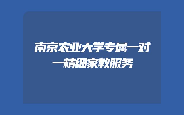 南京农业大学专属一对一精细家教服务