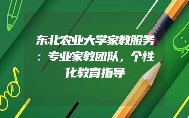 东北农业大学家教服务：专业家教团队，个性化教育指导