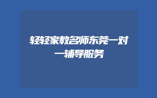 轻轻家教名师东莞一对一辅导服务