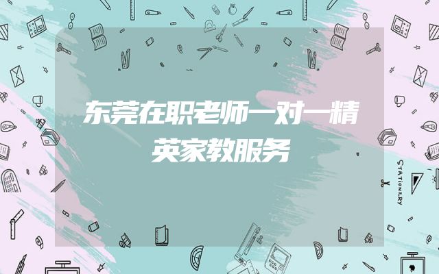 东莞在职老师一对一精英家教服务