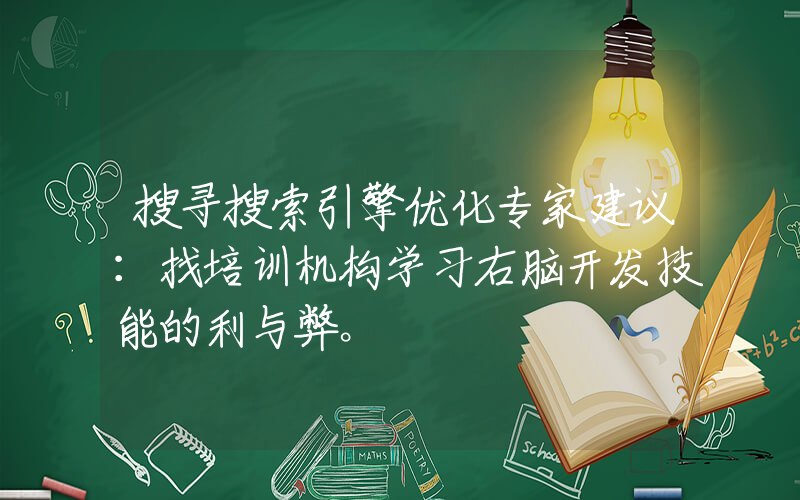 搜寻搜索引擎优化专家建议：找培训机构学习右脑开发技能的利与弊。