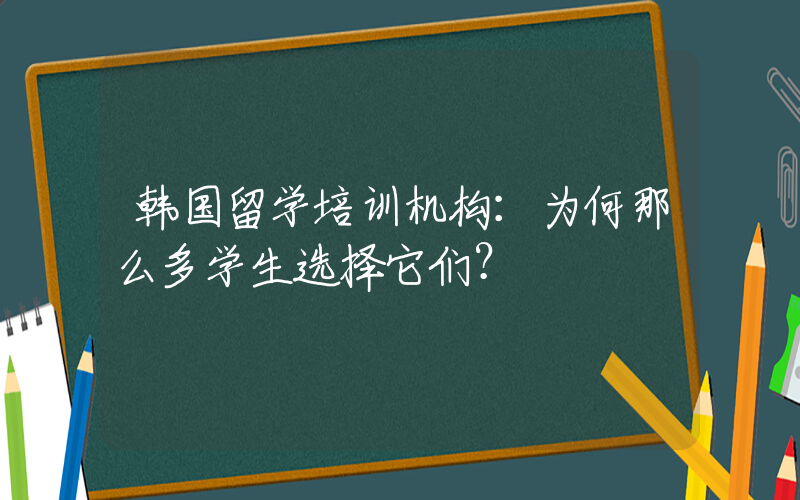 韩国留学培训机构：为何那么多学生选择它们？